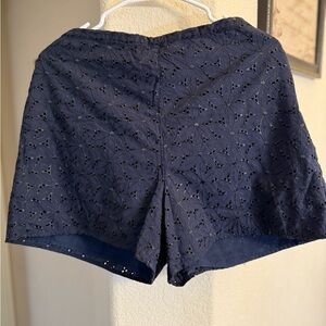 Women's Navy Eyelet Shorts